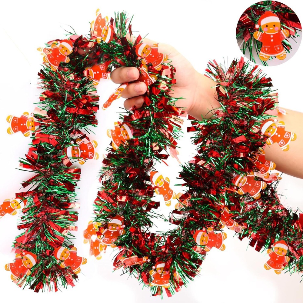 Tinsel Garland Decoration - Świąteczna girlanda z lamety czerwono-zielonej z