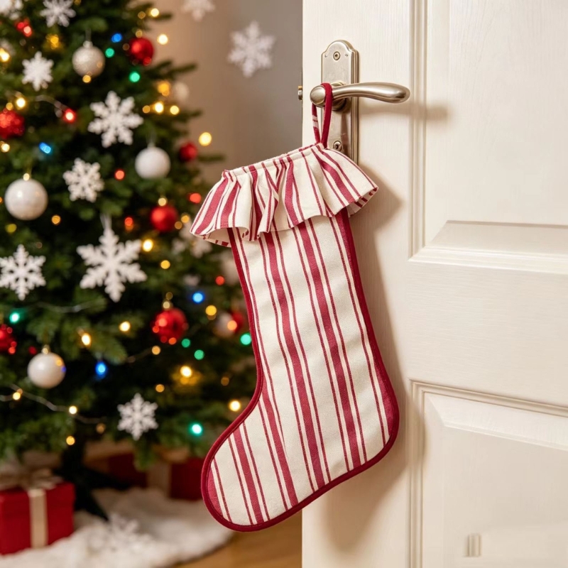 Christmas Stocking Hanging - Skarpeta bożonarodzeniowa Juta teksturowana górna część