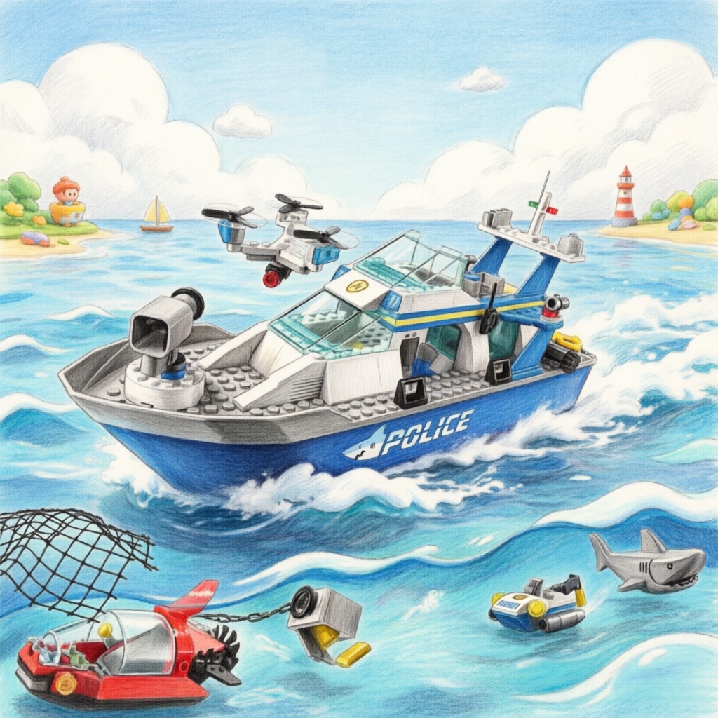 Lego Set Creator - Klocki Serii Miejskiej: Łódź policyjna do