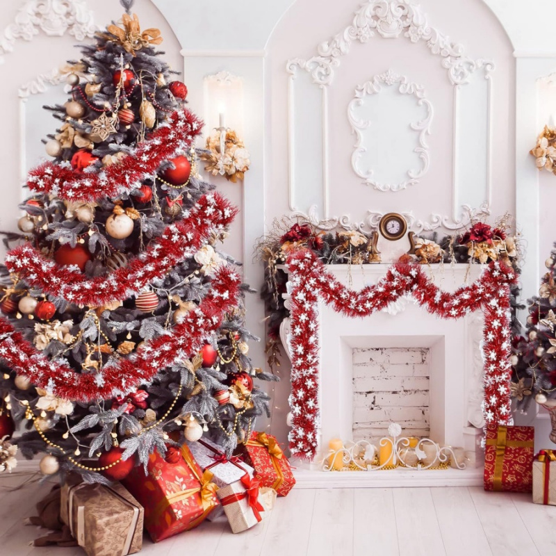 Tinsel Garland Decoration - 1 szt. Świąteczna girlanda z płatkami