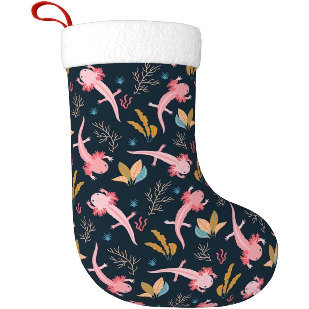 Christmas Stocking Hanging - Urocze świąteczne skarpety z aksolotlami, wiszące