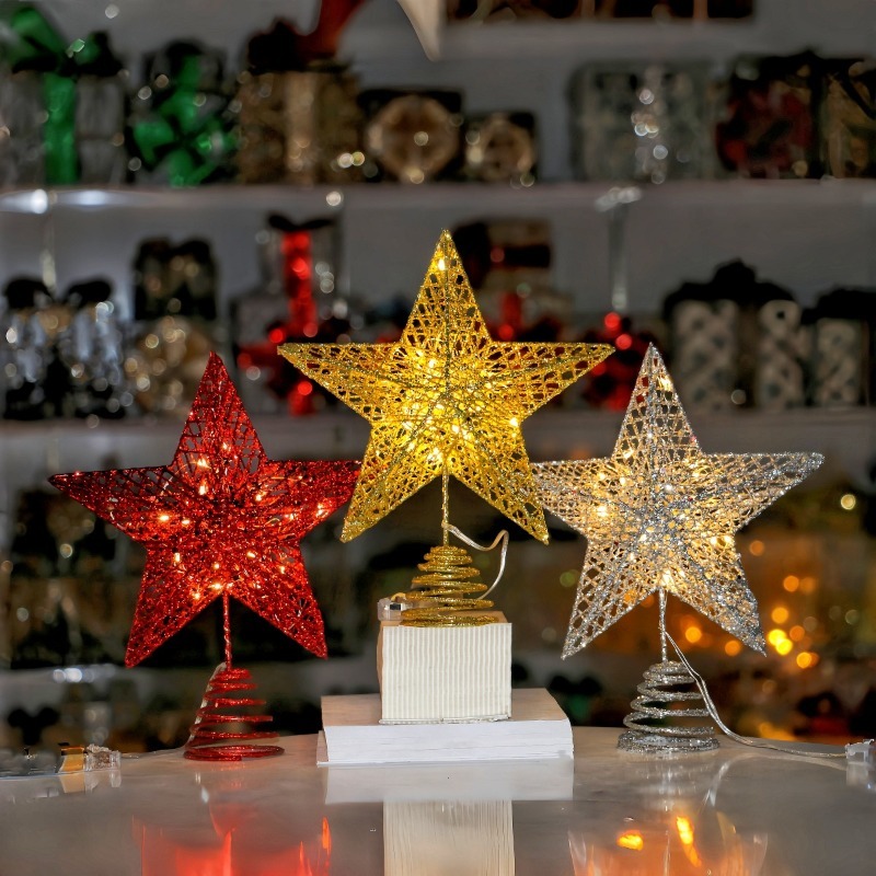 Star Tree Topper - Gwiazda na szczyt choinki z brokatem,