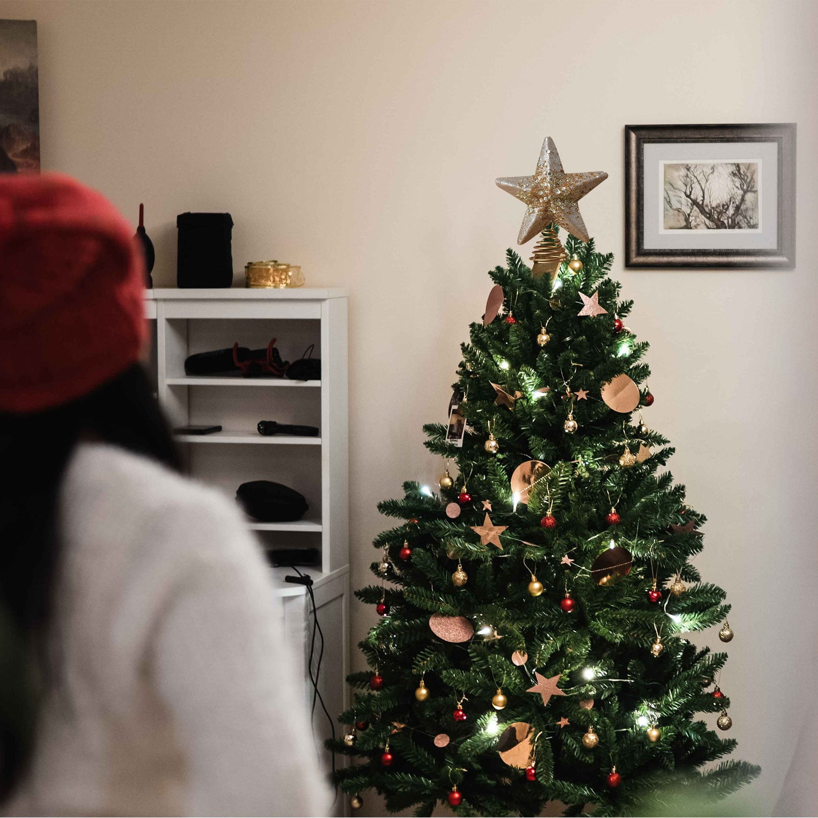 Star Tree Topper - Gwiazda na szczyt choinki, błyszcząca, unikalna