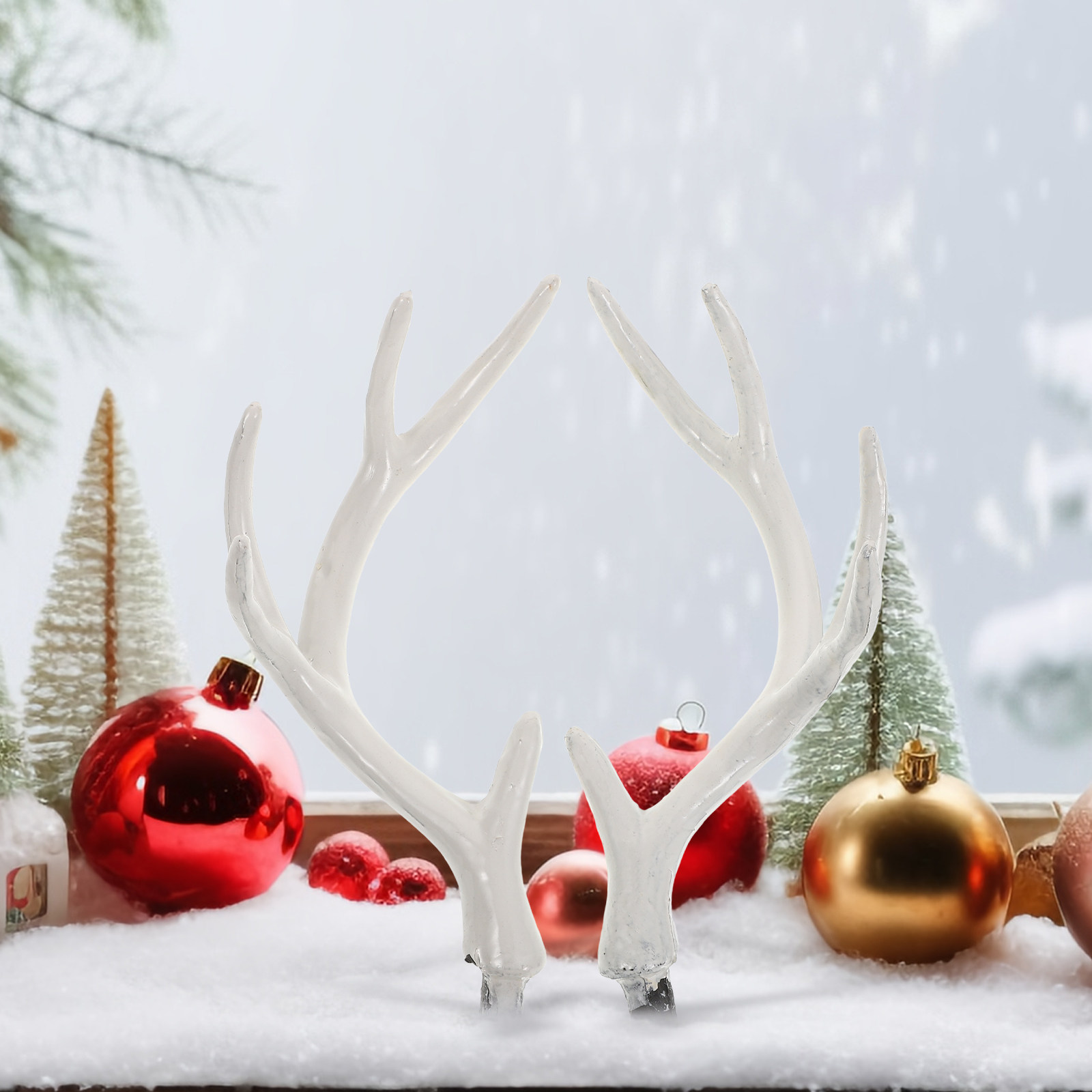 Reindeer Antlers Headband - 1 para realistycznych białych poroża jelenia