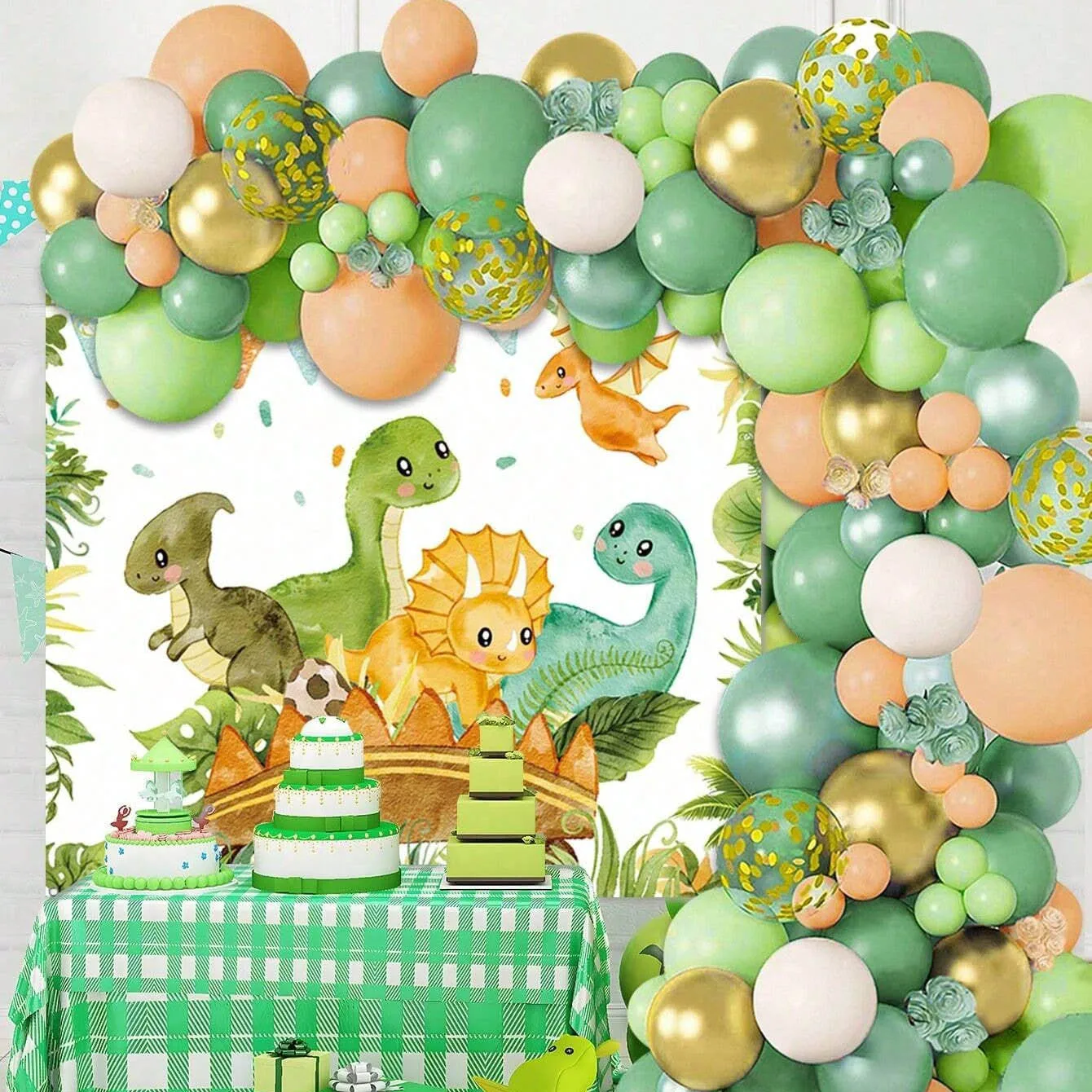 Tinsel Garland Decoration - Zestaw balonów dinozaury łuk dekoracyjny na