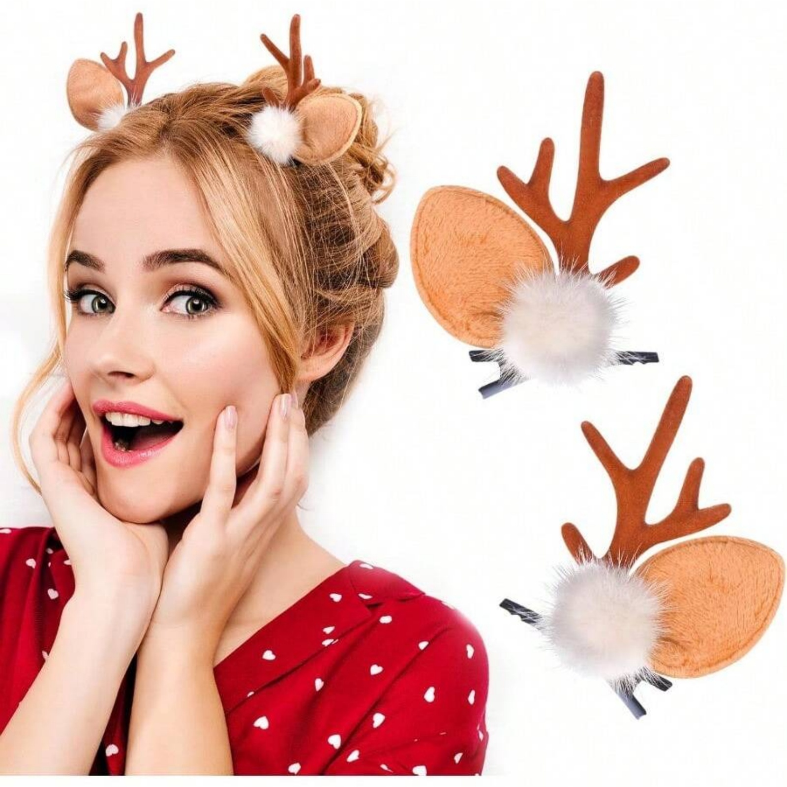 Reindeer Antlers Headband - 2 szt. Świąteczne spinki do włosów
