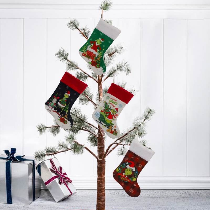 Christmas Stocking Hanging - Skarpeta świąteczna Grinch Skarpetka Elf Torba