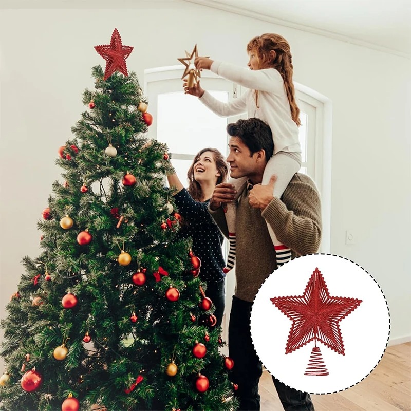 25cm Red Glitter Christmas Tre – Star Tree Topper recenzja i cena