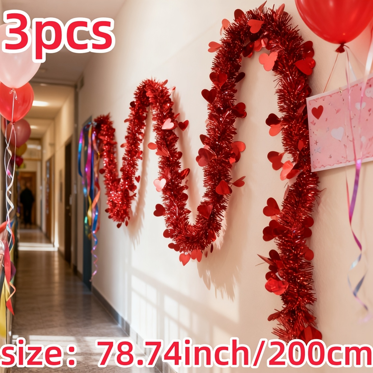 3 szt. Czerwone plastikowe gir – Tinsel Garland Decoration recenzja i cena